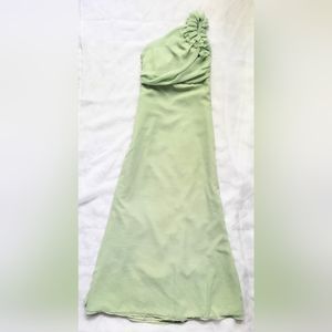 One-Shoulder Green Maxi Dress